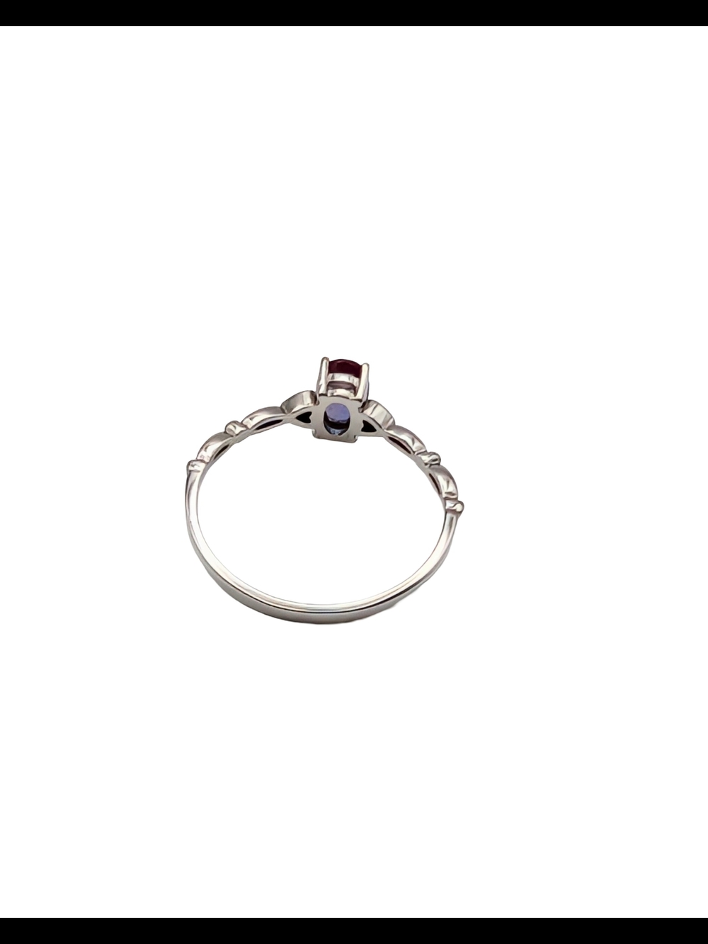 Platinum Plated Sterling Silver Alexandrite Oval Gemstone Ring - Picture 4 of 6
